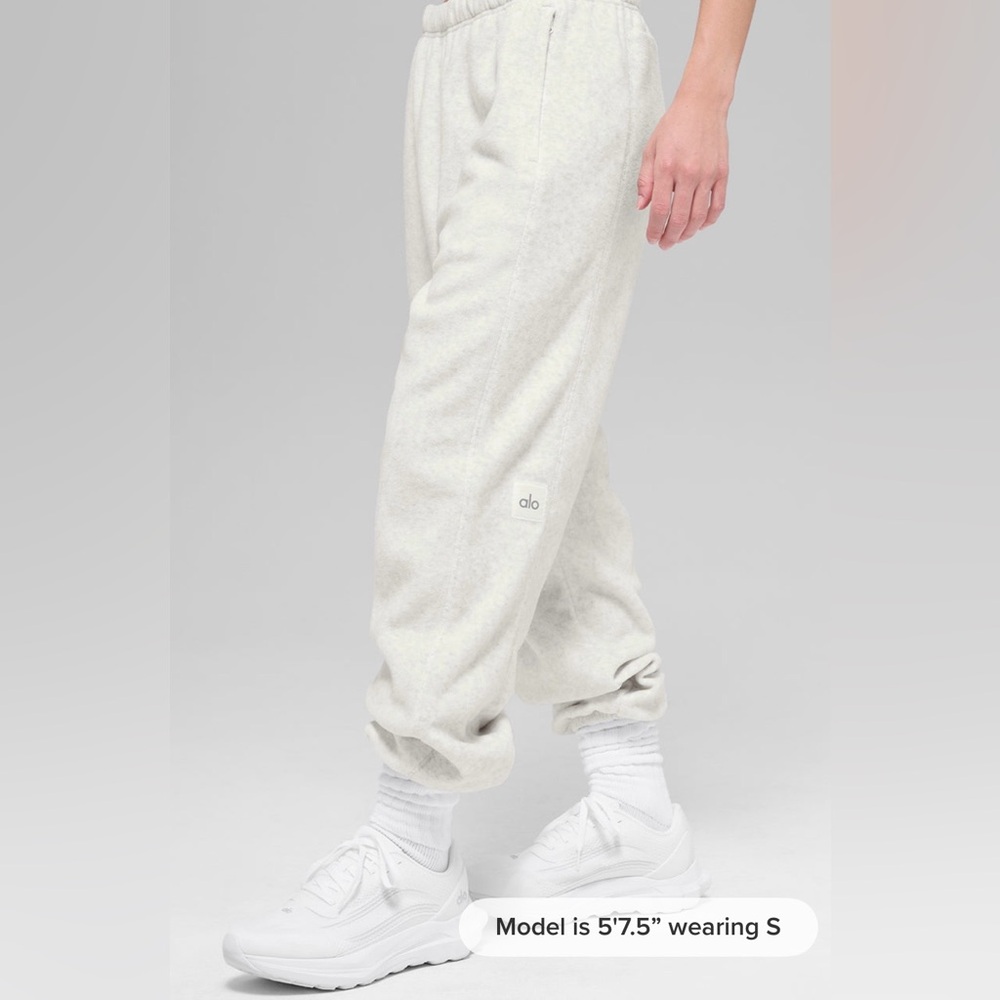 Alo Polar Fleece High-Waist Retreat Jogger Women’s Small White Heather Grey